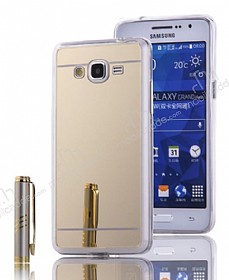 Eiroo Mirror Samsung Galaxy Grand Prime / Prime Plus Silikon Kenarl Aynal Gold Rubber Klf