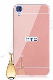 Eiroo Mirror HTC Desire 820 Metal Kenarl Aynal Rose Gold Rubber Klf