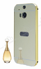 Eiroo Mirror HTC One M8 Metal Kenarl Aynal Gold Rubber Klf