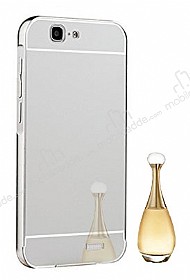 Eiroo Mirror Huawei Ascend G7 Metal Kenarl Aynal Silver Rubber Klf