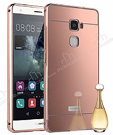 Eiroo Mirror Huawei Ascend Mate S Metal Kenarl Aynal Rose Gold Rubber Klf
