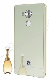 Eiroo Mirror Huawei Mate 8 Metal Kenarl Aynal Gold Rubber Klf