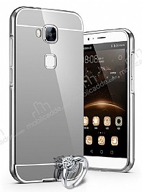Eiroo Mirror Huawei G8 Metal Kenarl Aynal Silver Rubber Klf