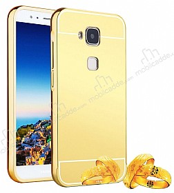 Eiroo Mirror Huawei G8 Metal Kenarl Aynal Gold Rubber Klf