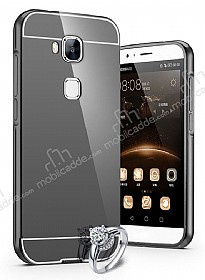 Eiroo Mirror Huawei G8 Metal Kenarl Aynal Siyah Rubber Klf