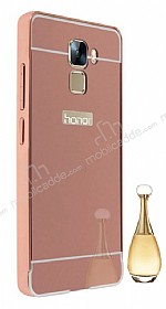 Eiroo Mirror Huawei Honor 7 Metal Kenarl Aynal Rose Gold Rubber Klf