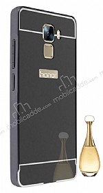 Eiroo Mirror Huawei Honor 7 Metal Kenarl Aynal Siyah Rubber Klf