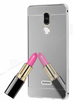 Eiroo Mirror Huawei Mate 10 Lite Metal Kenarl Aynal Silver Rubber Klf
