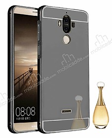 Eiroo Mirror Huawei Mate 9 Metal Kenarl Aynal Siyah Rubber Klf
