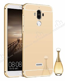 Eiroo Mirror Huawei Mate 9 Metal Kenarl Aynal Gold Rubber Klf