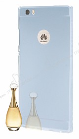 Eiroo Mirror Huawei P8 Lite Silikon Kenarl Aynal Silver Rubber Klf