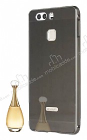 Eiroo Mirror Huawei P9 Metal Kenarl Aynal Siyah Rubber Klf