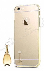 Eiroo Mirror iPhone 7 Metal Kenarl Aynal Gold Rubber Klf