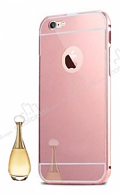 Eiroo Mirror iPhone 7 Metal Kenarl Aynal Rose Gold Rubber Klf