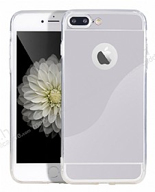 Eiroo Mirror iPhone 7 Plus Silikon Kenarl Aynal Silver Rubber Klf