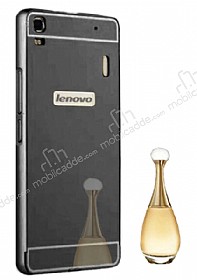 Eiroo Mirror Lenovo A7000 Metal Kenarl Aynal Siyah Rubber Klf