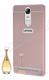 Eiroo Mirror Lenovo Vibe K5 Note Metal Kenarl Aynal Rose Gold Rubber Klf