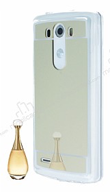 Eiroo Mirror LG G3 Silikon Kenarl Aynal Gold Rubber Klf
