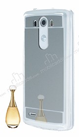 Eiroo Mirror LG G3 Silikon Kenarl Aynal Silver Rubber Klf