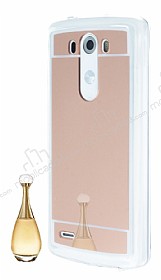 Eiroo Mirror LG G3 Silikon Kenarl Aynal Rose Gold Rubber Klf