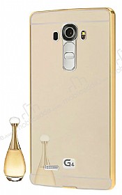 Eiroo Mirror LG G4 Metal Kenarl Aynal Gold Rubber Klf