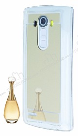 Eiroo Mirror LG G4 Silikon Kenarl Aynal Gold Rubber Klf
