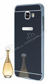 Eiroo Mirror Samsung Galaxy A3 2016 Metal Kenarl Aynal Siyah Rubber Klf