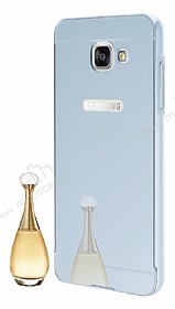 Eiroo Mirror Samsung Galaxy A3 2016 Metal Kenarl Aynal Silver Rubber Klf