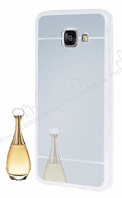 Eiroo Mirror Samsung Galaxy A3 2016 Silikon Kenarl Aynal Silver Rubber Klf
