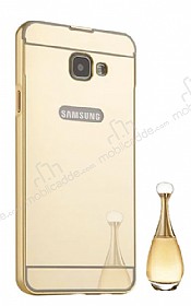 Eiroo Mirror Samsung Galaxy A3 2017 Metal Kenarl Aynal Gold Rubber Klf