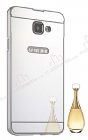 Eiroo Mirror Samsung Galaxy A3 2017 Metal Kenarl Aynal Silver Rubber Klf