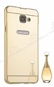 Eiroo Mirror Samsung Galaxy A5 2016 Metal Kenarl Aynal Gold Rubber Klf