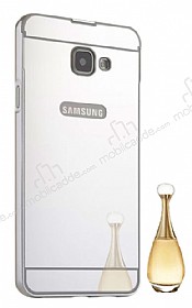 Eiroo Mirror Samsung Galaxy A5 2017 Metal Kenarl Aynal Silver Rubber Klf
