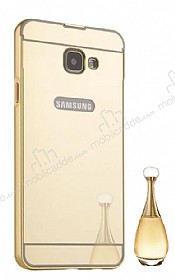 Eiroo Mirror Samsung Galaxy A5 2017 Metal Kenarl Aynal Gold Rubber Klf