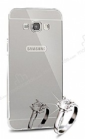 Eiroo Mirror Samsung Galaxy A8 Metal Kenarl Aynal Silver Rubber Klf