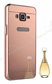 Eiroo Mirror Samsung Galaxy Core Prime Metal Kenarl Aynal Rose Gold Rubber Klf