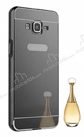 Eiroo Mirror Samsung Galaxy Core Prime Metal Kenarl Aynal Siyah Rubber Klf