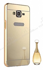 Eiroo Mirror Samsung Galaxy Grand Prime / Prime Plus Metal Kenarl Aynal Gold Rubber Klf