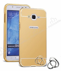 Eiroo Mirror Samsung Galaxy J2 Metal Kenarl Aynal Gold Rubber Klf