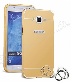Eiroo Mirror Samsung Galaxy J5 2016 Metal Kenarl Aynal Gold Rubber Klf