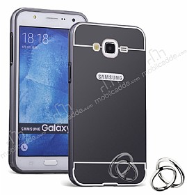 Eiroo Mirror Samsung Galaxy J5 Metal Kenarl Aynal Siyah Rubber Klf
