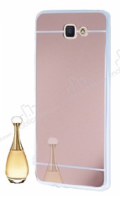 Eiroo Mirror Samsung Galaxy J5 Prime Silikon Kenarl Aynal Rose Gold Rubber Klf