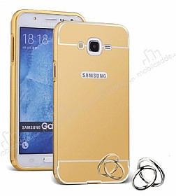 Eiroo Mirror Samsung Galaxy J7 / Galaxy J7 Core Metal Kenarl Aynal Gold Rubber Klf
