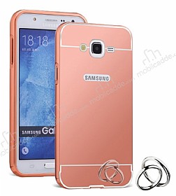 Eiroo Mirror Samsung Galaxy J7 / Galaxy J7 Core Metal Kenarl Aynal Rose Gold Rubber Klf