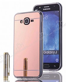Eiroo Mirror Samsung Galaxy J7 / Galaxy J7 Core Silikon Kenarl Aynal Rose Gold Rubber Klf
