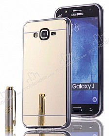 Eiroo Mirror Samsung Galaxy J7 / Galaxy J7 Core Silikon Kenarl Aynal Gold Rubber Klf