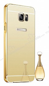 Eiroo Mirror Samsung Galaxy Note 5 Metal Kenarl Aynal Gold Rubber Klf