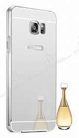 Eiroo Mirror Samsung Galaxy Note 5 Metal Kenarl Aynal Silver Rubber Klf