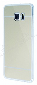 Eiroo Mirror Samsung Galaxy S6 Edge Plus Silikon Kenarl Aynal Gold Rubber Klf