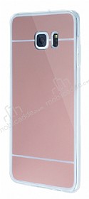 Eiroo Mirror Samsung Galaxy S6 Edge Plus Silikon Kenarl Aynal Rose Gold Rubber Klf